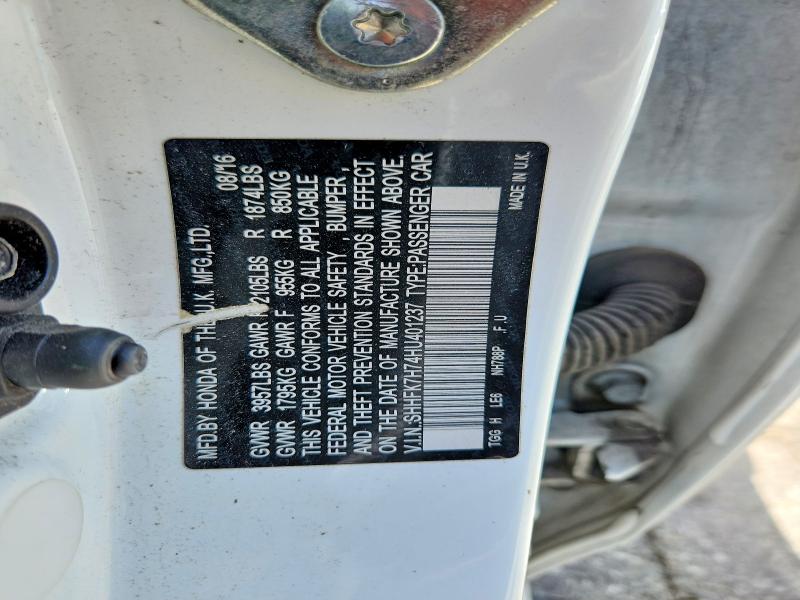 51878076 :رقم المزاد ، SHHFK7H74HU401237 vin ، 2017 Honda Civic مزاد بيع
