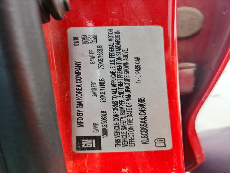 55431276 :رقم المزاد ، KL8CB6SA4JC454065 vin ، 2018 Chevrolet Spark مزاد بيع