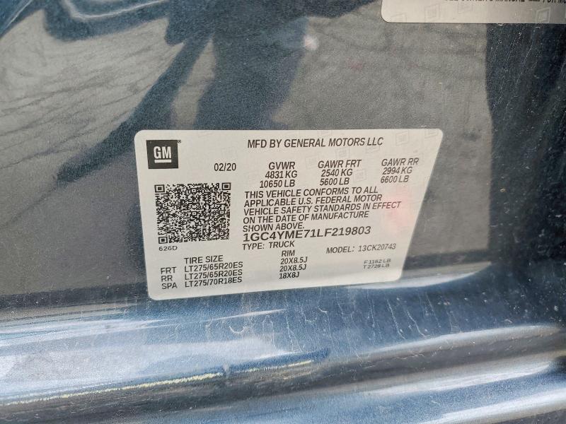 Aukcja sprzedaży 2020 Chevrolet Silverado, vin: 1GC4YME71LF219803, numer aukcji: 52061966