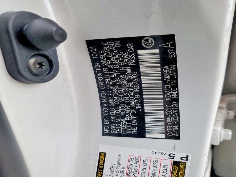 Aukcja sprzedaży 2022 Lexus Ux 200, vin: JTHP3JBH1N2046705, numer aukcji: 54410086