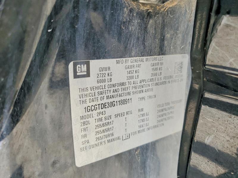 2016 Chevrolet Colorado მანქანა იყიდება აუქციონზე, vin: 1GCGTDE30G1180911, აუქციონის ნომერი: 55014416
