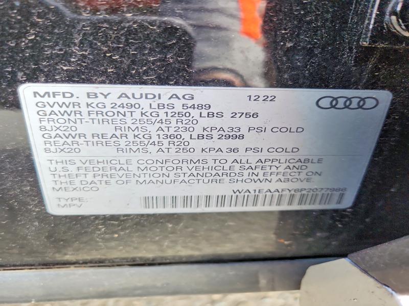 Продаж на аукціоні авто 2023 Audi Q5, vin: WA1EAAFY6P2077986, номер лоту: 52487286