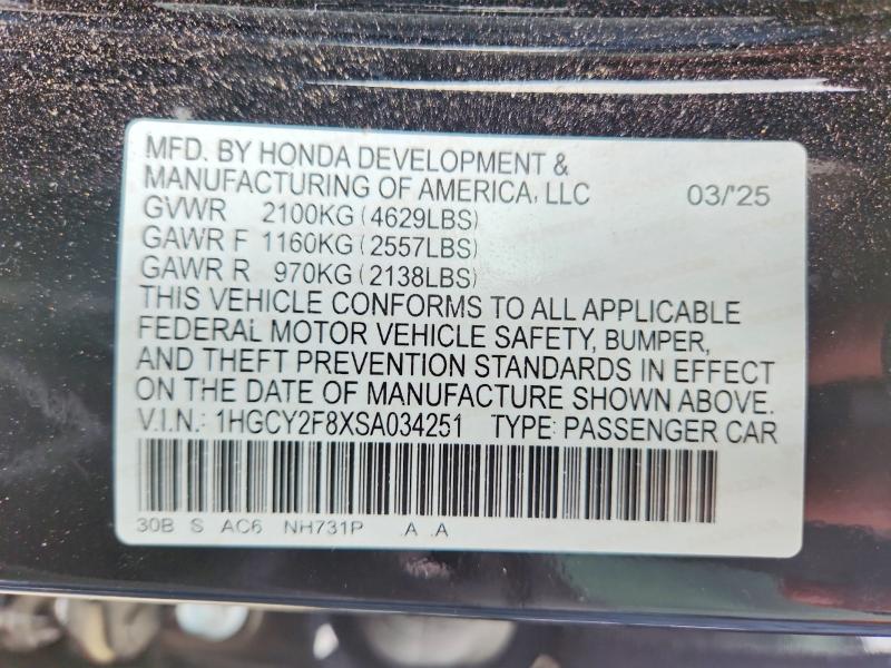 Продаж на аукціоні авто 2025 Honda Accord, vin: 1HGCY2F8XSA034251, номер лоту: 52519176