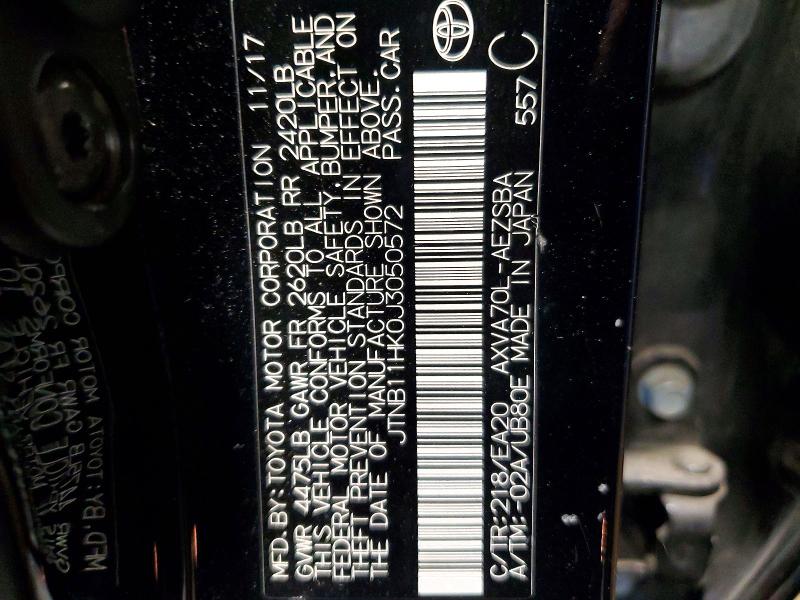 2018 Toyota Camry მანქანა იყიდება აუქციონზე, vin: JTNB11HK0J3050572, აუქციონის ნომერი: 53888206