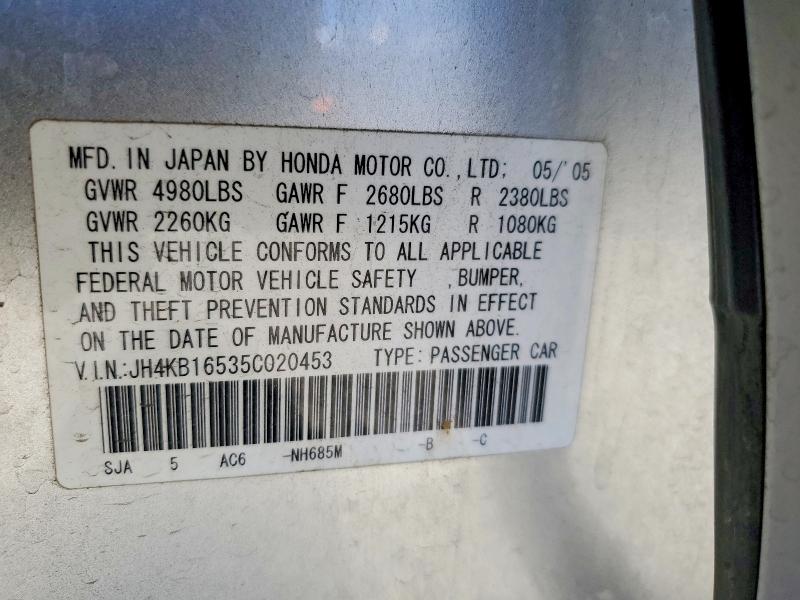 Aukcja sprzedaży 2005 Acura Rl, vin: JH4KB16535C020453, numer aukcji: 52983886