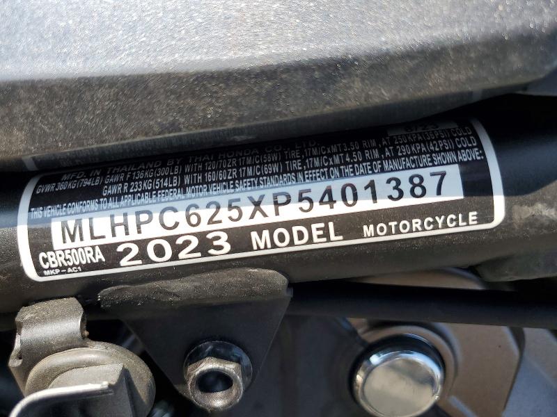 2023 Honda Cbr500 მანქანა იყიდება აუქციონზე, vin: MLHPC625XP5401387, აუქციონის ნომერი: 53339816