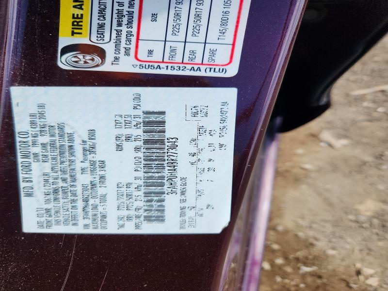 2011 Ford Fusion მანქანა იყიდება აუქციონზე, vin: 3FAHP0HA4BR273043, აუქციონის ნომერი: 53421456
