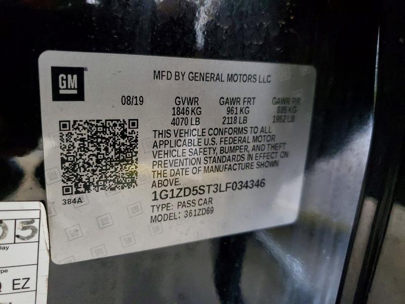 53081566 :رقم المزاد ، 1G1ZD5ST3LF034346 vin ، 2020 Chevrolet Malibu مزاد بيع