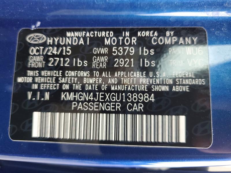 Aukcja sprzedaży 2016 Hyundai Genesis, vin: KMHGN4JEXGU138984, numer aukcji: 52325796