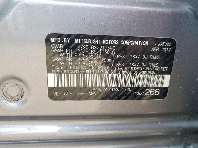 Продаж на аукціоні авто 2017 Mitsubishi Outlander, vin: JA4AZ2A31HZ051720, номер лоту: 54261286