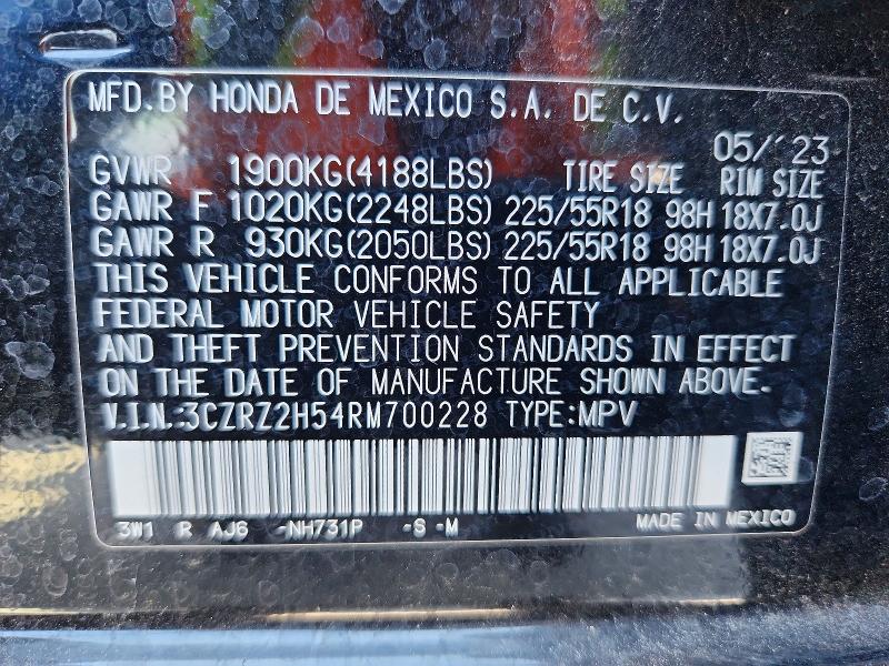 Продажа на аукционе авто 2024 Honda Hr-v, vin: 3CZRZ2H54RM700228, номер лота: 53829886