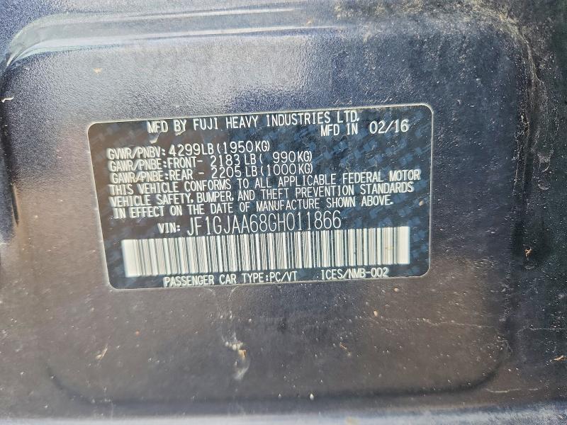Aukcja sprzedaży 2016 Subaru Impreza, vin: JF1GJAA68GH011866, numer aukcji: 51721436