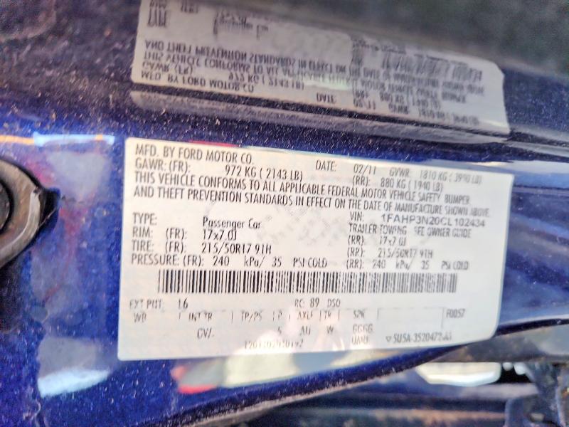 Aukcja sprzedaży 2012 Ford Focus, vin: 1FAHP3N20CL102434, numer aukcji: 53722926