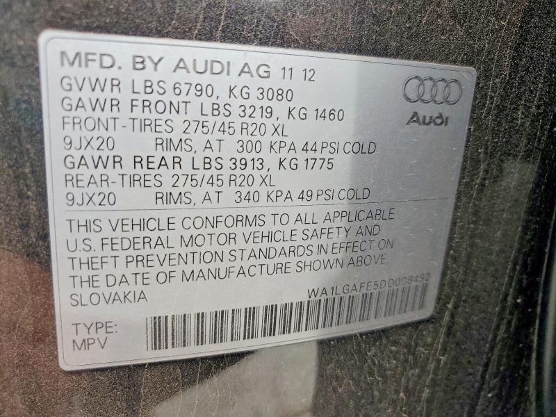 Продажа на аукционе авто 2013 Audi Q7, vin: WA1LGAFE5DD008492, номер лота: 52549496