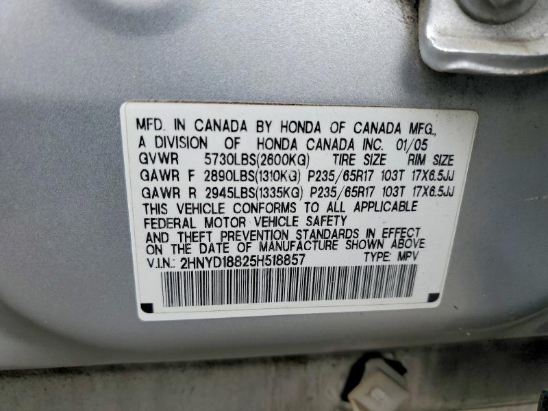 Продаж на аукціоні авто 2005 Acura Mdx, vin: 2HNYD18825H518857, номер лоту: 53987116