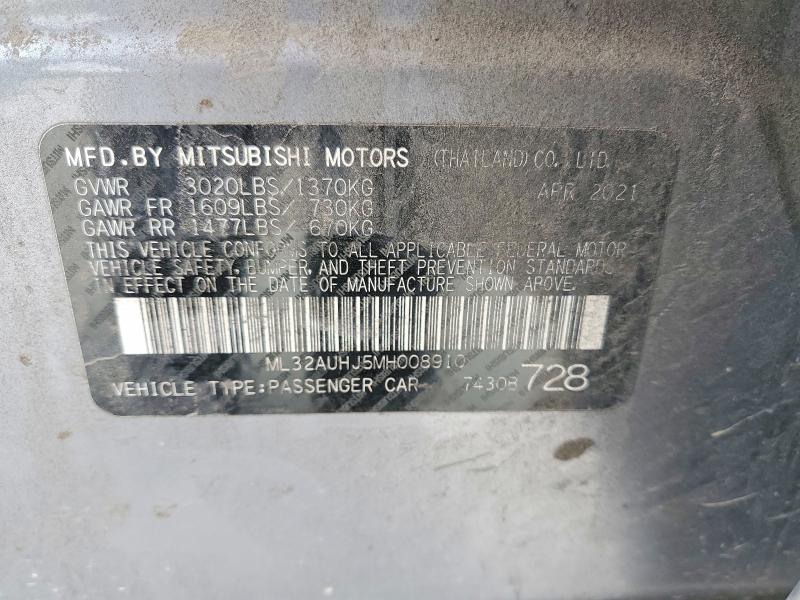 Продажа на аукционе авто 2021 Mitsubishi Mirage, vin: ML32AUHJ5MH008910, номер лота: 52384016