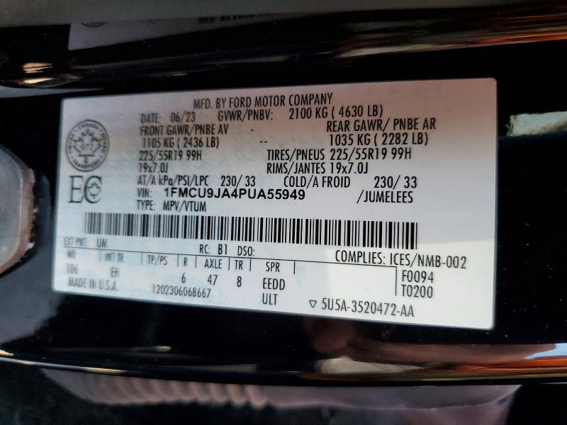 Aukcja sprzedaży 2023 Ford Escape, vin: 1FMCU9JA4PUA55949, numer aukcji: 53691686