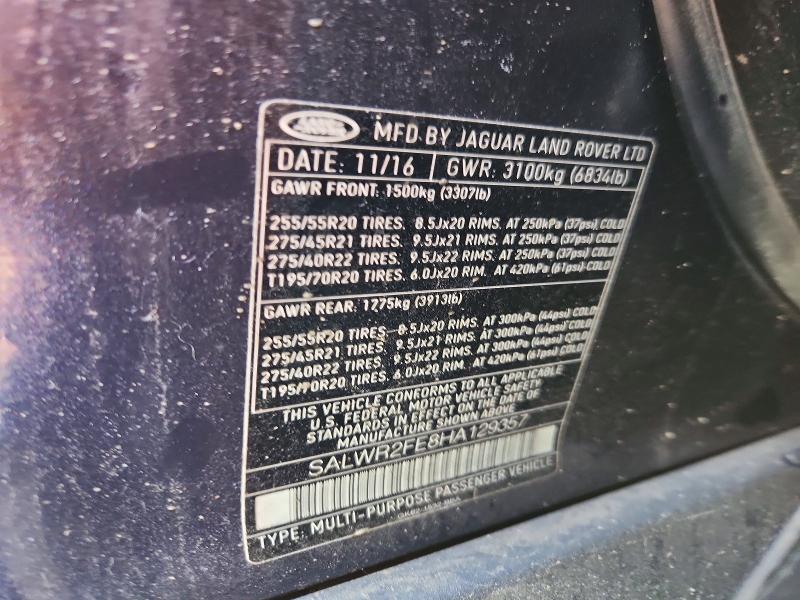 Продажа на аукционе авто 2017 Land Rover Range Rover Sport, vin: SALWR2FE8HA129357, номер лота: 54365996
