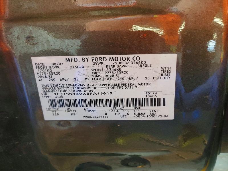 Продажа на аукционе авто 2008 Ford F150, vin: 1FTPW14VX8FA13615, номер лота: 53829806