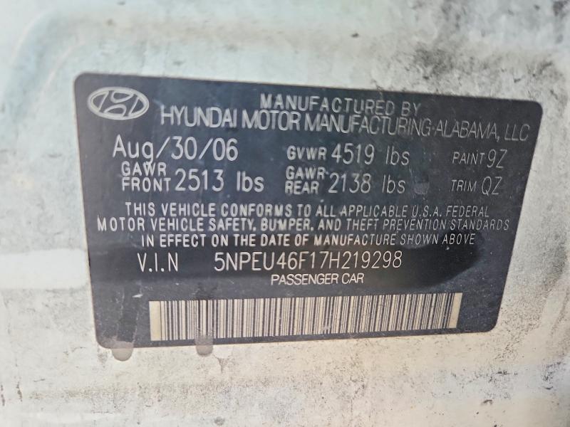Продажа на аукционе авто 2007 Hyundai Sonata, vin: 5NPEU46F17H219298, номер лота: 52400516