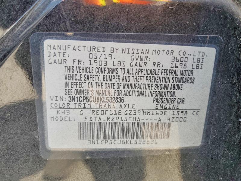 Aukcja sprzedaży 2019 Nissan Kicks, vin: 3N1CP5CU8KL532836, numer aukcji: 53627186