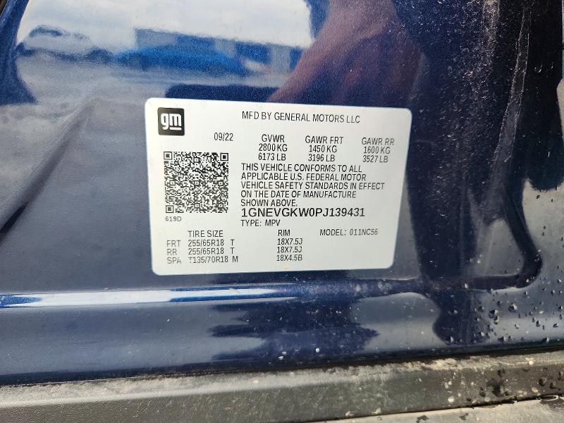 54510496 :رقم المزاد ، 1GNEVGKW0PJ139431 vin ، 2023 Chevrolet Traverse مزاد بيع
