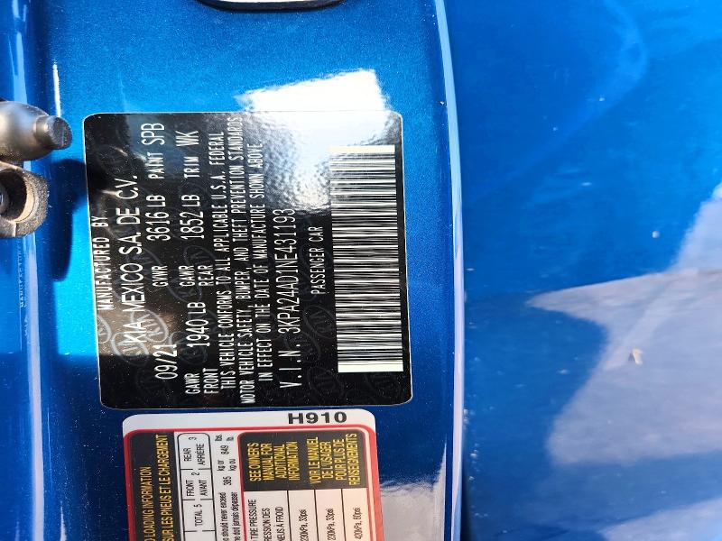 55165656 :رقم المزاد ، 3KPA24AD1NE431193 vin ، 2022 Kia Rio مزاد بيع