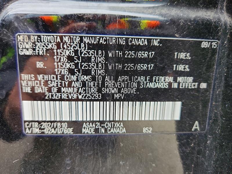 53828896 :رقم المزاد ، 2T3ZFREV9FW225293 vin ، 2015 Toyota Rav4 مزاد بيع