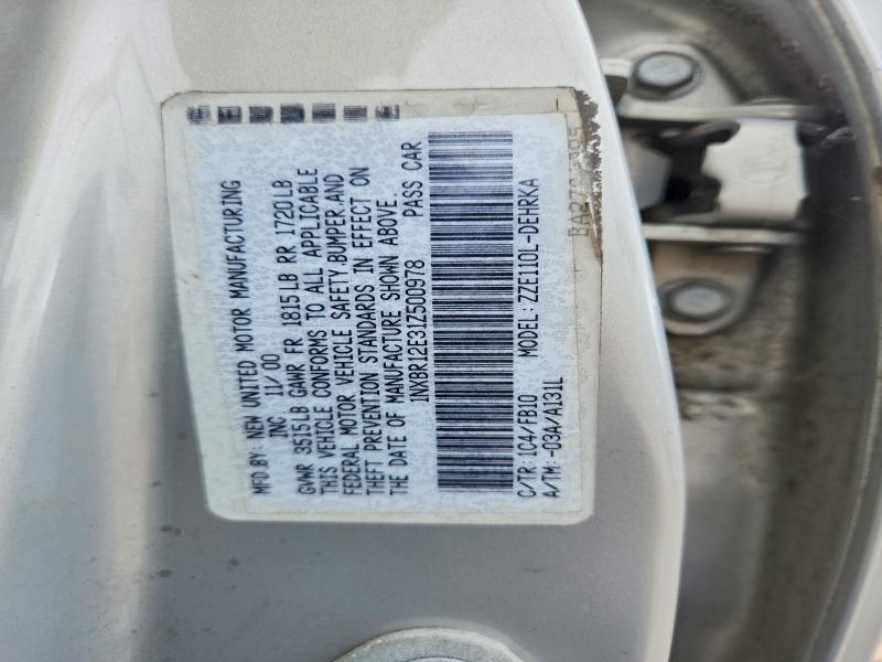 Продажа на аукционе авто 2001 Toyota Corolla, vin: 1NXBR12E31Z500978, номер лота: 54998626