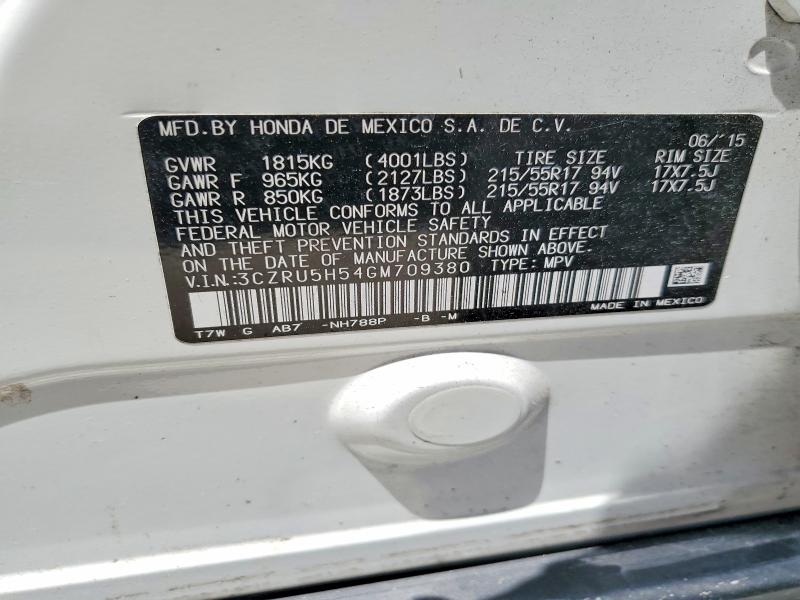 Продаж на аукціоні авто 2016 Honda Hr-v, vin: 3CZRU5H54GM709380, номер лоту: 52114496