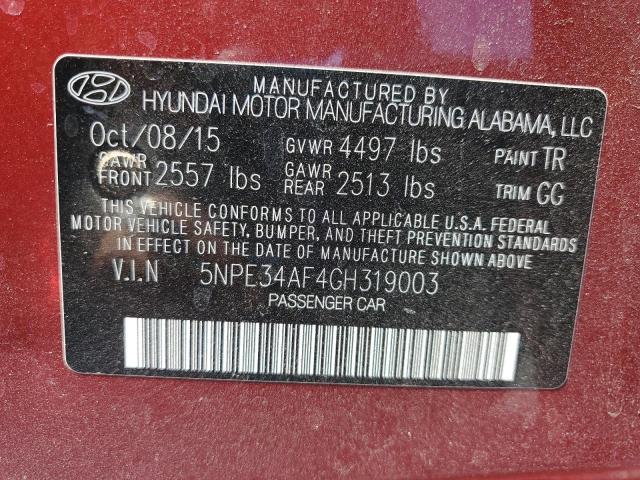 2016 Hyundai Sonata მანქანა იყიდება აუქციონზე, vin: 5NPE34AF4GH319003, აუქციონის ნომერი: 52700396