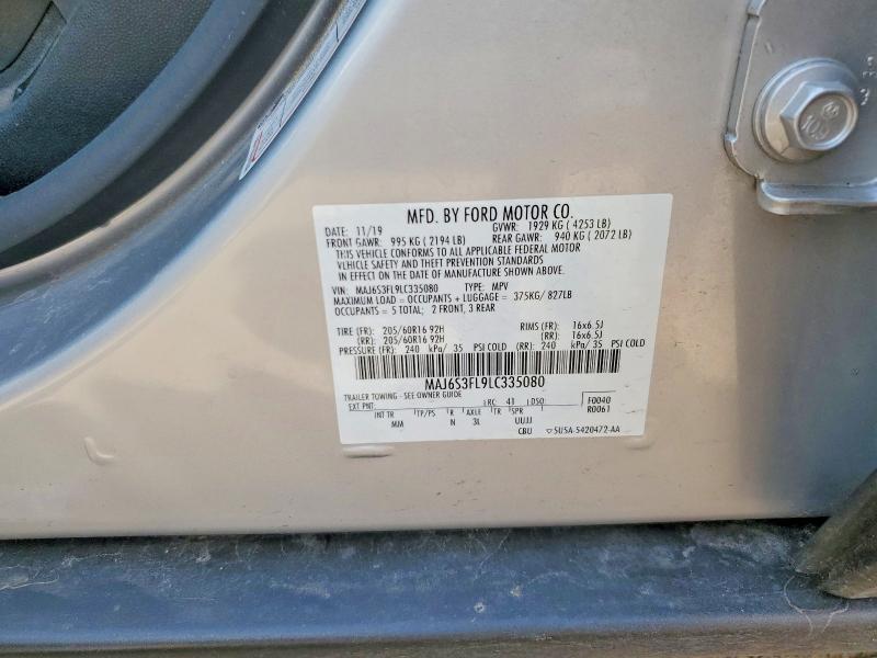2020 Ford Ecosport მანქანა იყიდება აუქციონზე, vin: MAJ6S3FL9LC335080, აუქციონის ნომერი: 52734926