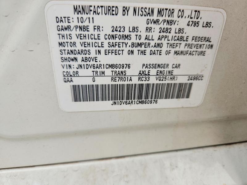 Продажа на аукционе авто 2012 Infiniti G25 Sedan, vin: JN1DV6AR1CM860976, номер лота: 54179886