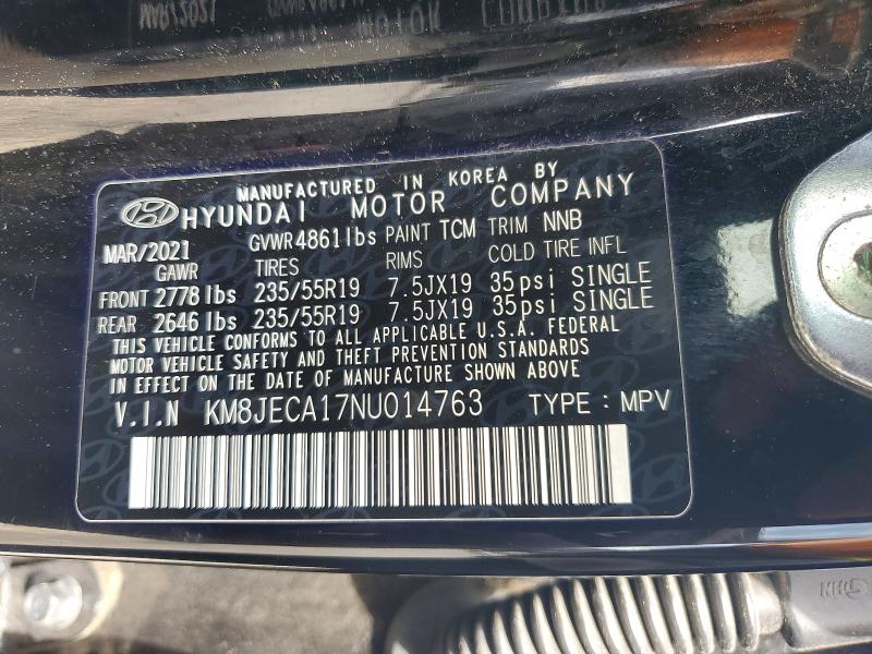 Aukcja sprzedaży 2022 Hyundai Tucson, vin: KM8JECA17NU014763, numer aukcji: 55029436