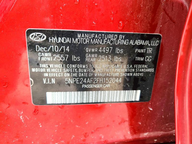 2015 Hyundai Sonata მანქანა იყიდება აუქციონზე, vin: 5NPE24AF2FH152044, აუქციონის ნომერი: 52556786