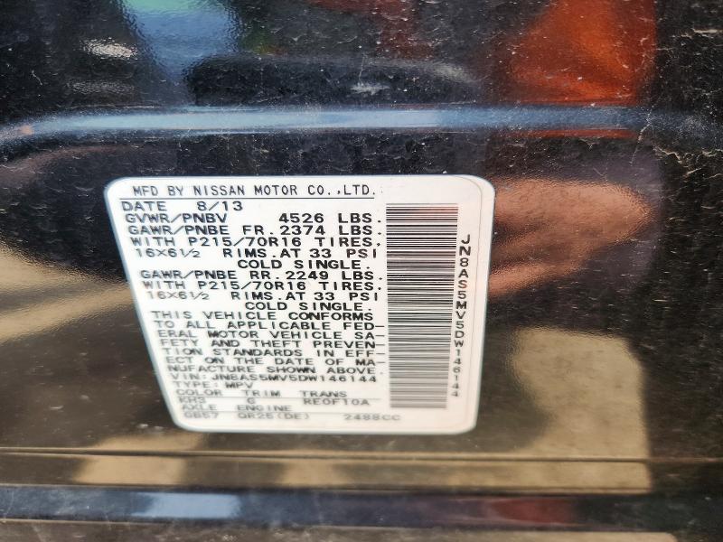 Aukcja sprzedaży 2013 Nissan Rogue, vin: JN8AS5MV5DW146144, numer aukcji: 54636136