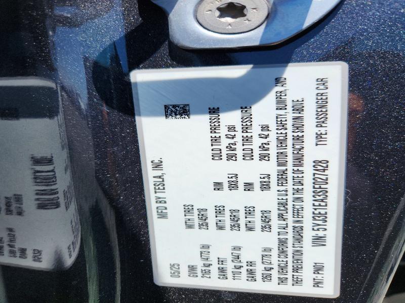 Aukcja sprzedaży 2025 Tesla Model 3, vin: 5YJ3E1EA3SF027428, numer aukcji: 52767336