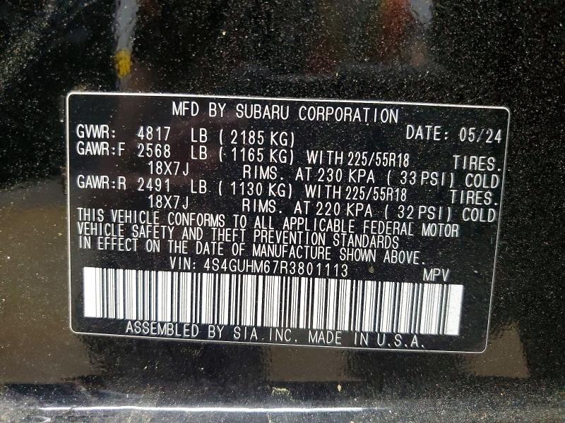 53019846 :رقم المزاد ، 4S4GUHM67R3801113 vin ، 2024 Subaru Crosstrek مزاد بيع
