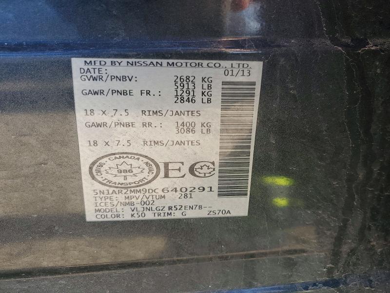 54424856 :رقم المزاد ، 5N1AR2MM9DC640291 vin ، 2013 Nissan Pathfinder مزاد بيع