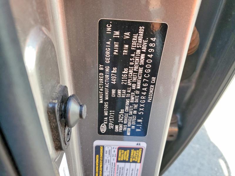 Продаж на аукціоні авто 2012 Kia Optima, vin: 5XXGR4A67CG004984, номер лоту: 54479896