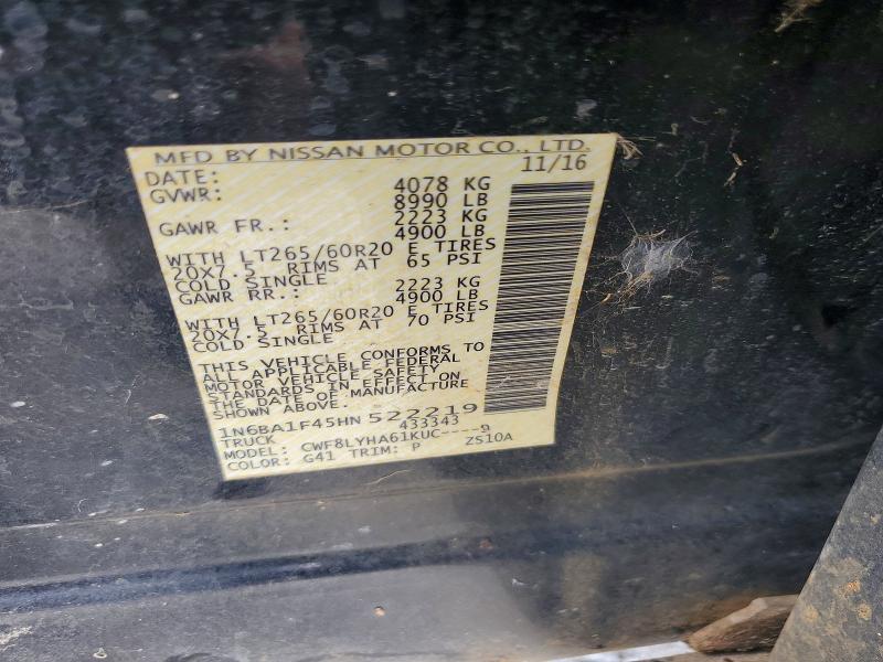 Aukcja sprzedaży 2017 Nissan Titan Xd, vin: 1N6BA1F45HN522219, numer aukcji: 52669666