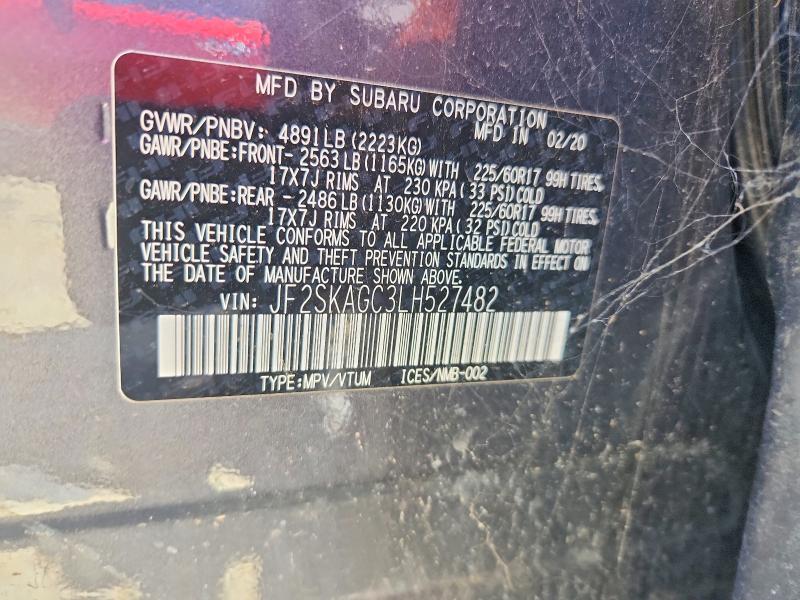 Продажа на аукционе авто 2020 Subaru Forester, vin: JF2SKAGC3LH527482, номер лота: 52749586