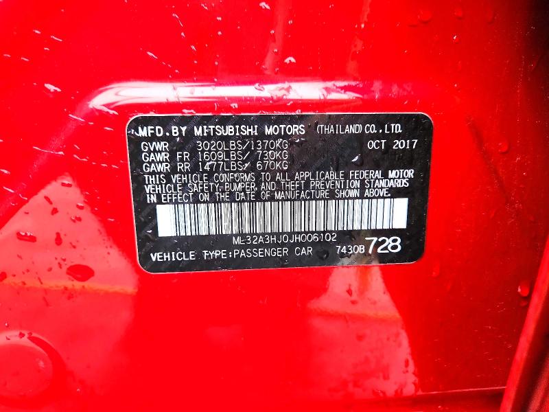 Продаж на аукціоні авто 2018 Mitsubishi Mirage, vin: ML32A3HJ0JH006102, номер лоту: 53975396
