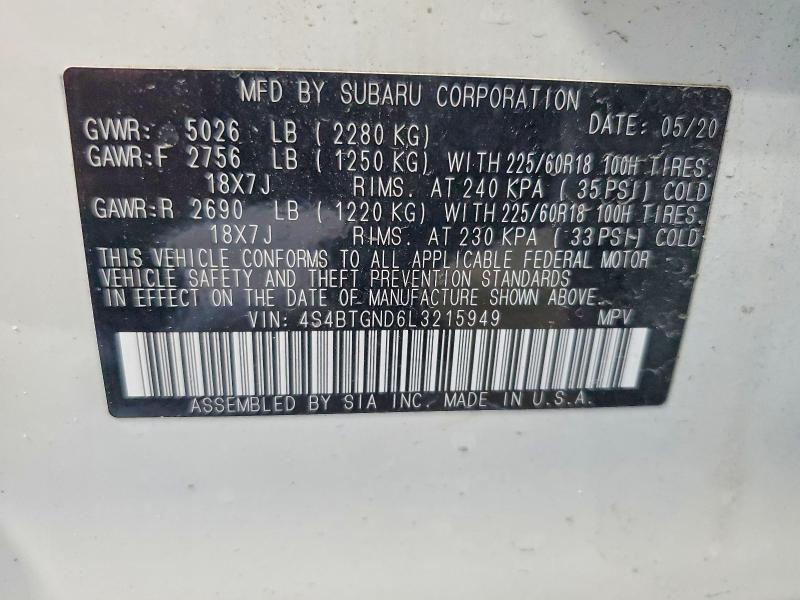 Продаж на аукціоні авто 2020 Subaru Outback, vin: 4S4BTGND6L3215949, номер лоту: 54066066