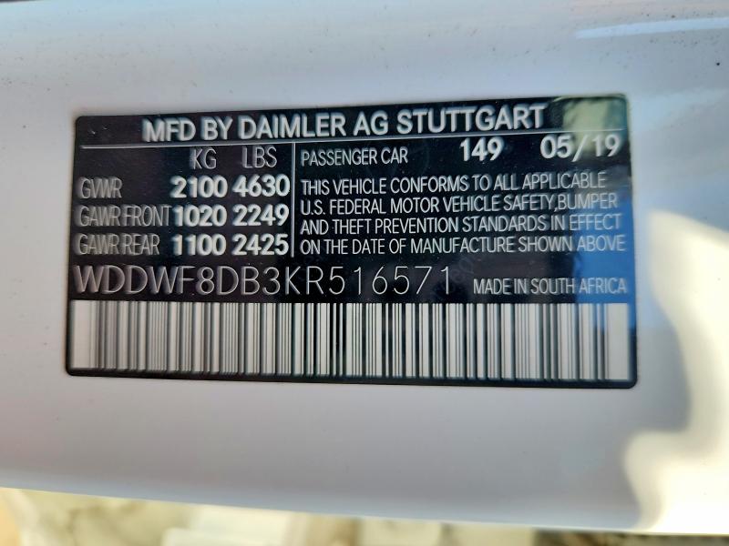 Продажа на аукционе авто 2019 Mercedes-benz C, vin: WDDWF8DB3KR516571, номер лота: 53158716