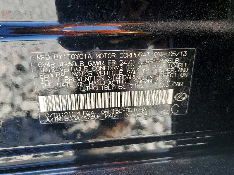 Aukcja sprzedaży 2013 Lexus Gs, vin: JTHCE1BL3D5017152, numer aukcji: 53823036