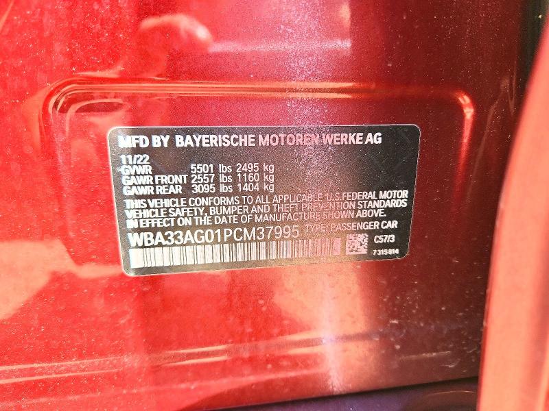 54185056 :رقم المزاد ، WBA33AG01PCM37995 vin ، 2023 Bmw 530xe مزاد بيع