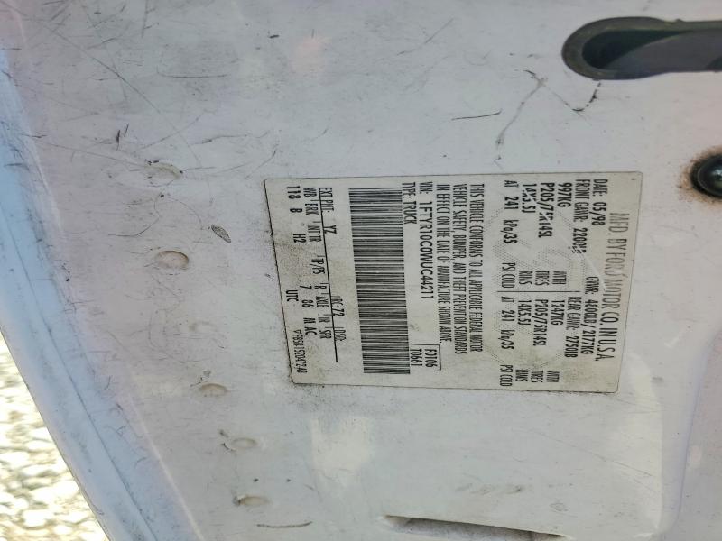 53751086 :رقم المزاد ، 1FTYR10C0WUC44211 vin ، 1998 Ford Ranger مزاد بيع