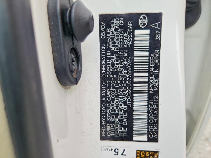 Aukcja sprzedaży 2007 Toyota Prius, vin: JTDKB20U077668769, numer aukcji: 51027656