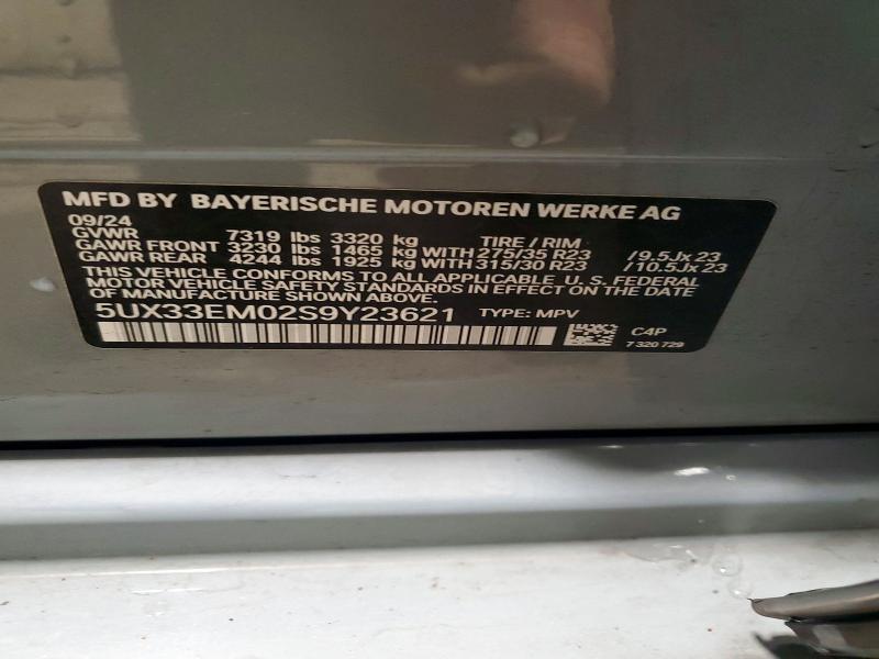 Aukcja sprzedaży 2025 Bmw X7, vin: 5UX33EM02S9Y23621, numer aukcji: 53927706